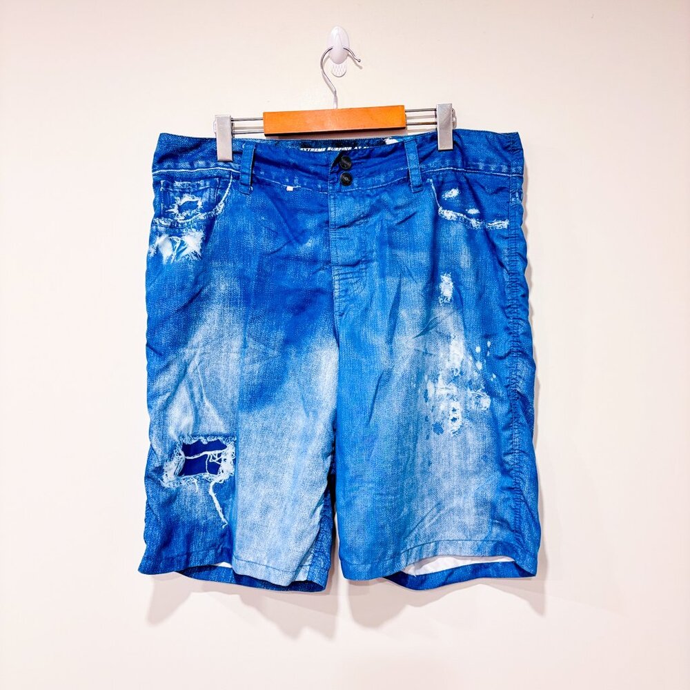 POINT ZERO Blue denim-effect board shorts men | Size‎ 34 *